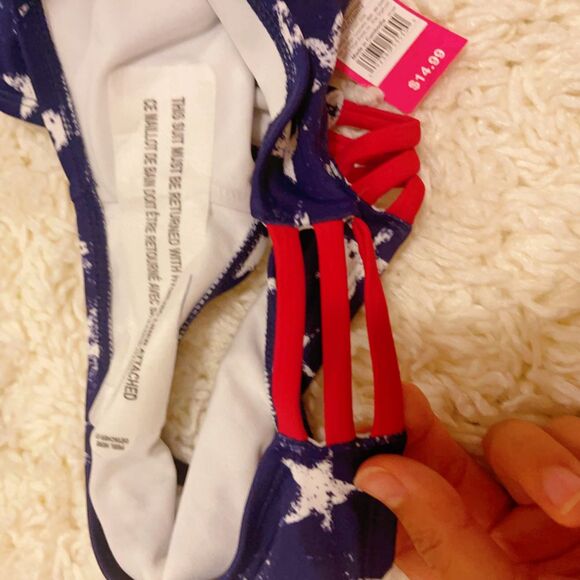 NWT Xhilaration American Flag USA Patriotic Bikini 2 Piece Set M - Picture 3 of 8